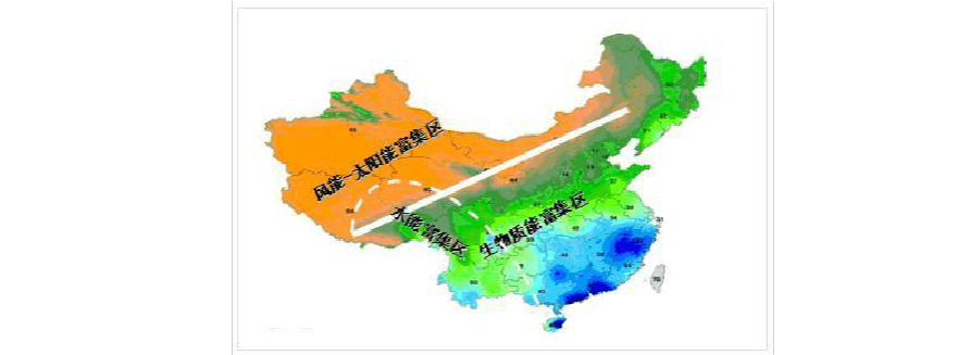 中国风能太阳能,水能,生物质能资源分布